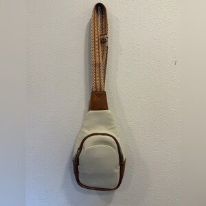 Cluci Cream and Brown Leather Crossbody Sling Bag